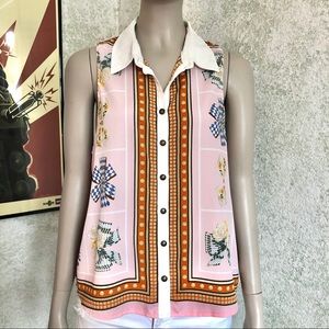 I Madeline collared pink button up tank